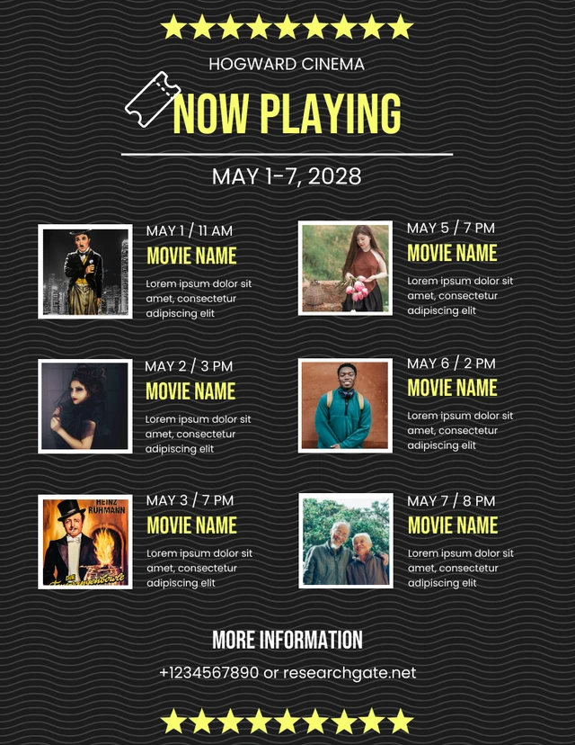 Movie Schedule Black Flyer Template