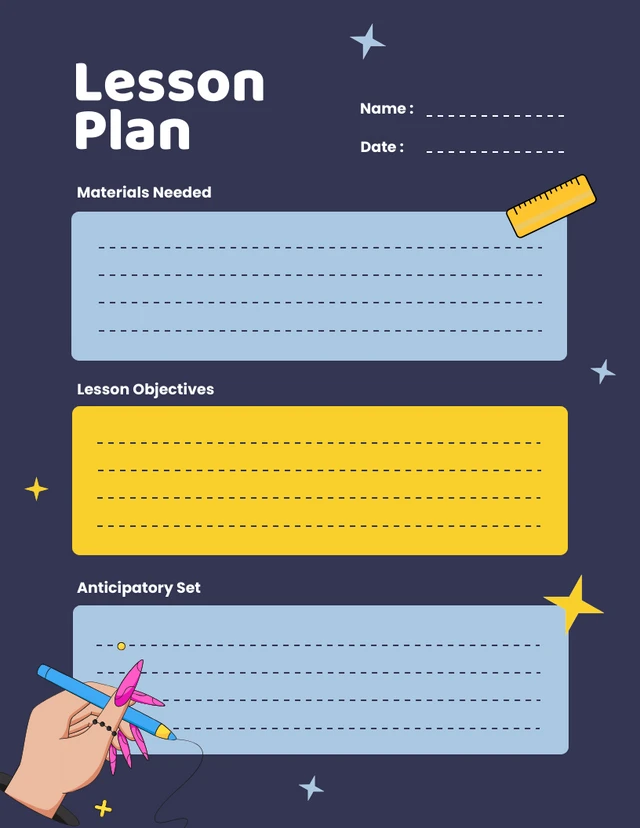 Blue and Yellow Lesson Plan Template