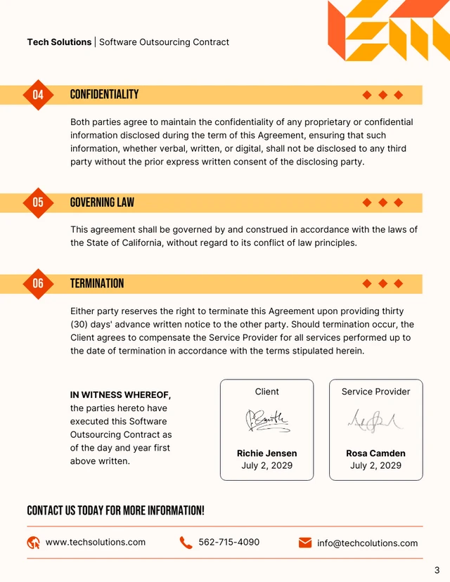 Software Outsourcing Contract Template - Page 3