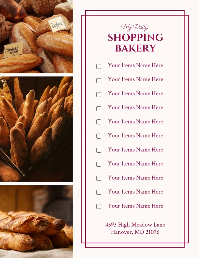 Light Grey And Dark Pink Classic Shopping Bakery Checklist