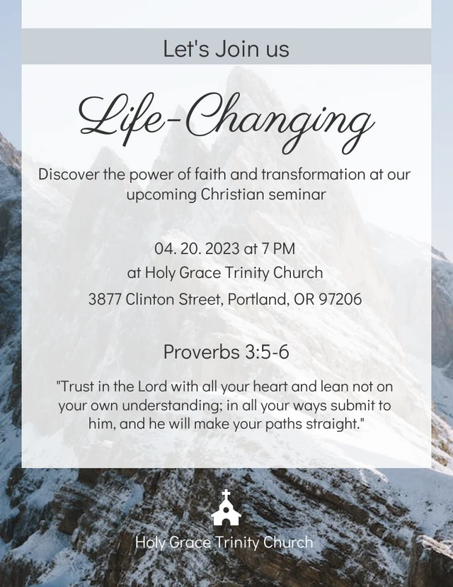 Grey chruch christian seminar poster Template
