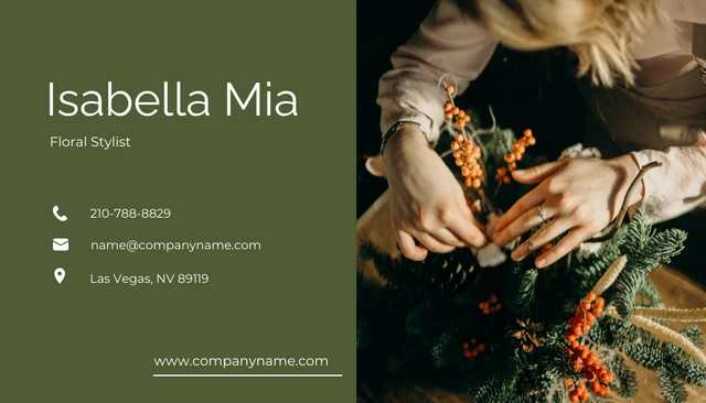 Dark Green Floral Business Card - Page 2