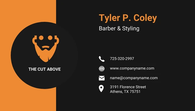 Black orange modern business card barber - Page 2