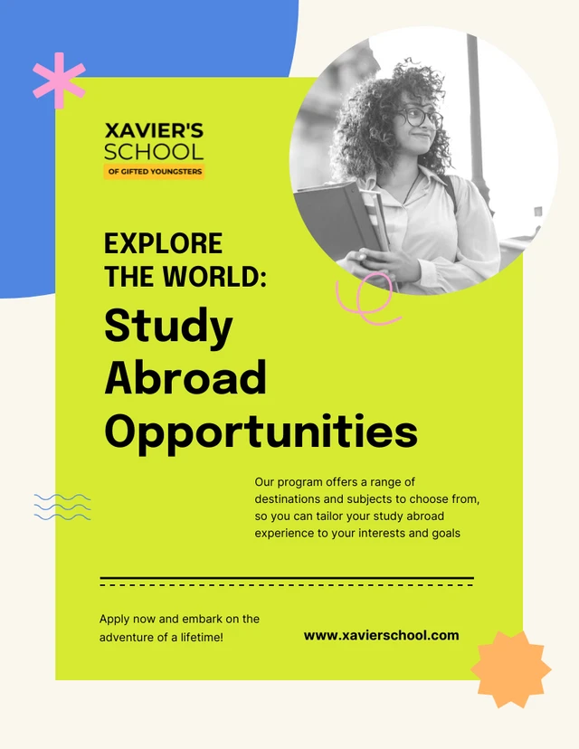 Light Green Pop Study Abroad Poster Template
