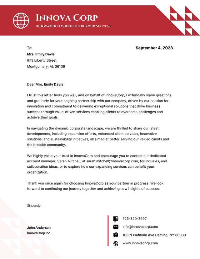 Professional Red Company Letterhead Template