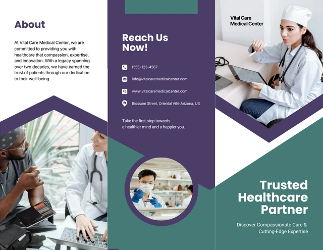 Purple Green Medical Tri-fold Brochure - Page 1