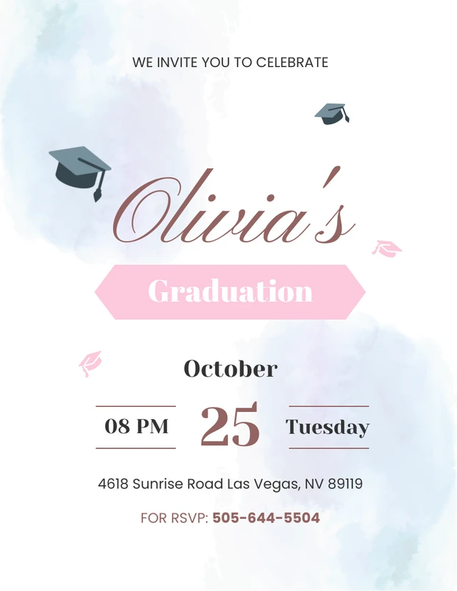 Blue Pastel Graduation Invitation Template