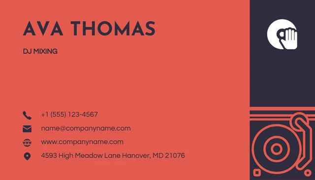 Red And Navy Minimalist Illustration Dj Business Card - Page 2