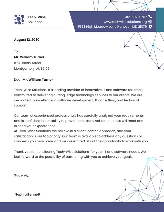 Simple White and Purple IT and Software Letterhead Template