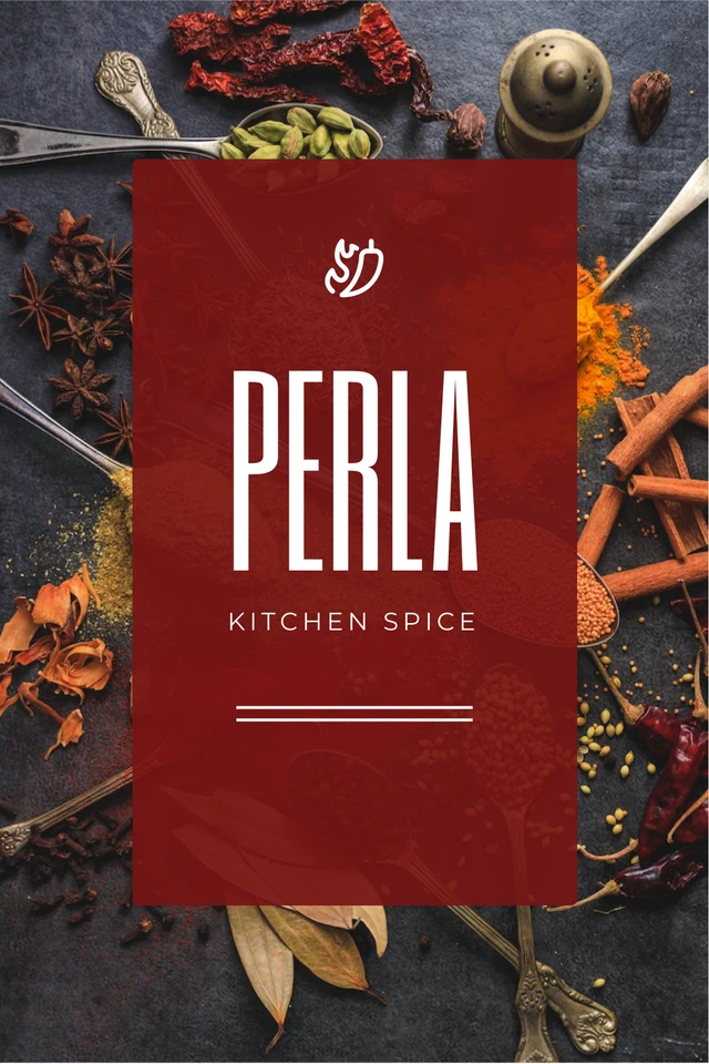 Red Minimalist Photo Spices Kitchen Label Template