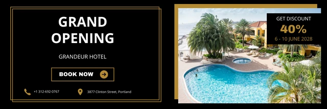 Gold Black Luxury Grand Opening Hotel Banner Template