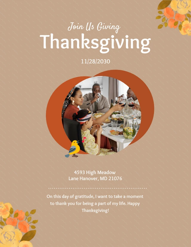 Light Chocolate Thanksgiving Celebration Invitation Template