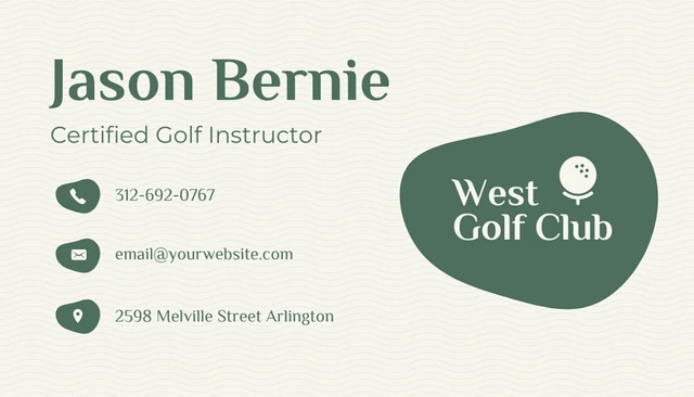 Green and Beige Simple Golf Business Card - Page 1