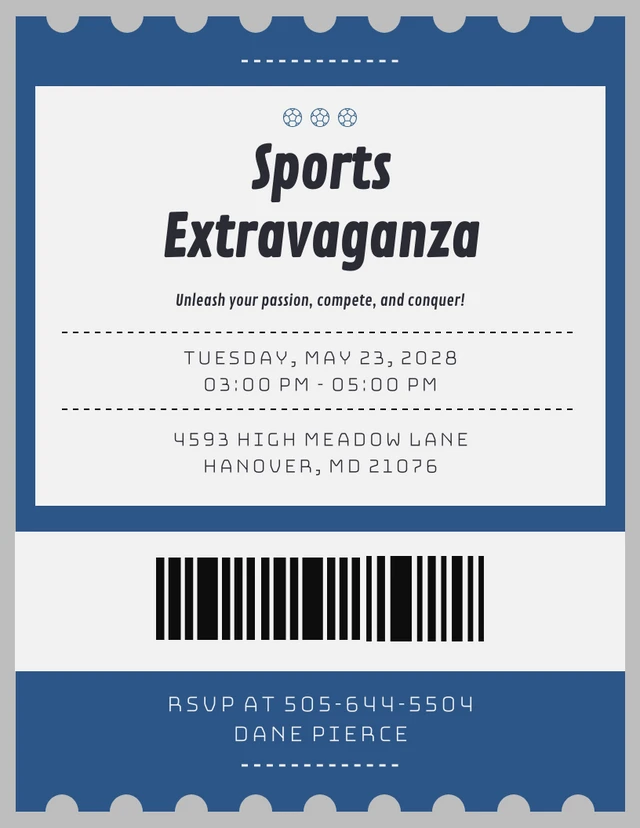 Grey And Blue Sport Invitation Template