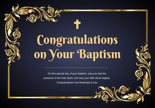 Black and Gold Baptism Card Template
