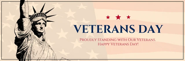 Light Blue Minimalist Photo Illustration Veteran Day Banner Template