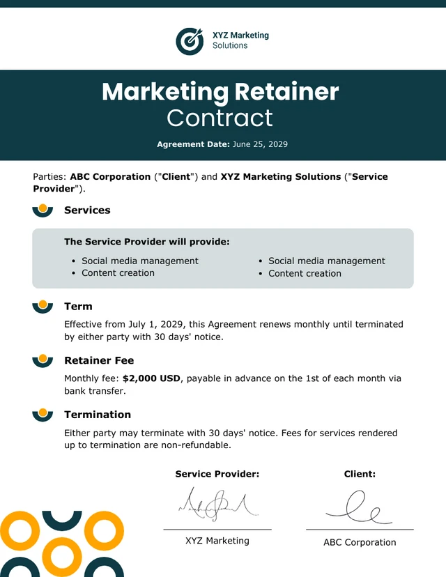 Marketing Retainer Contract Template