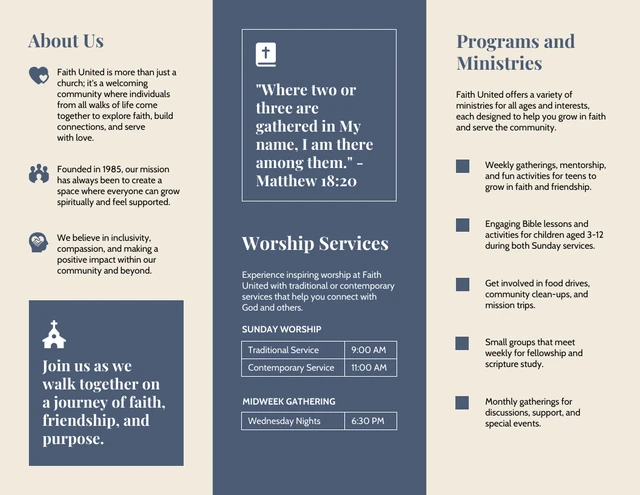 Minimalist Clean Simple Church Brochure - Page 2