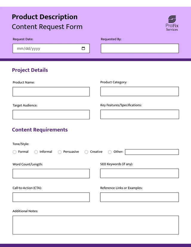 Simple Purple Content Forms Template