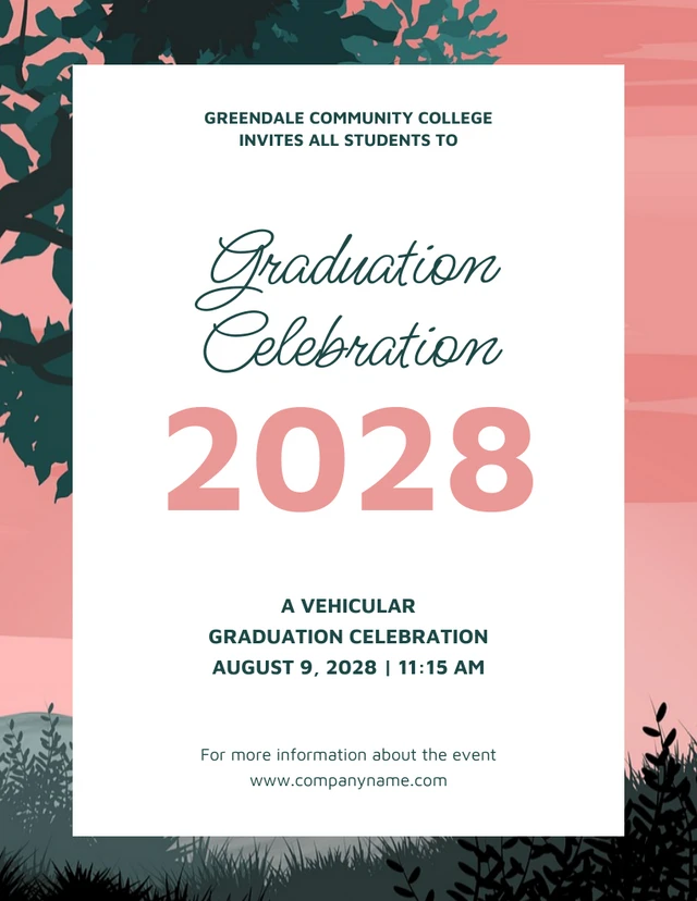 Calm Pastel and White Graduation Vehicular Celebration Invitation Template