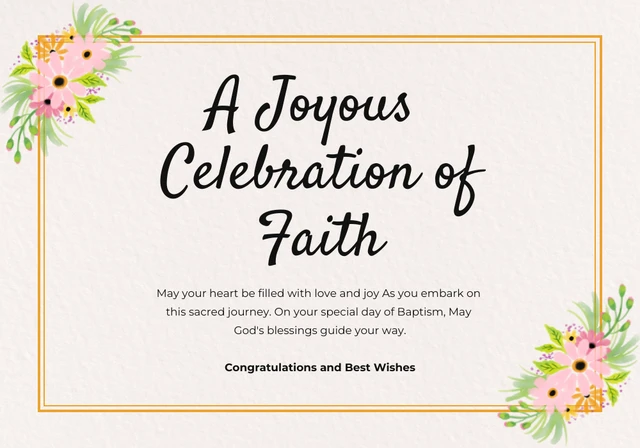 Cream Floral Baptism Card Template
