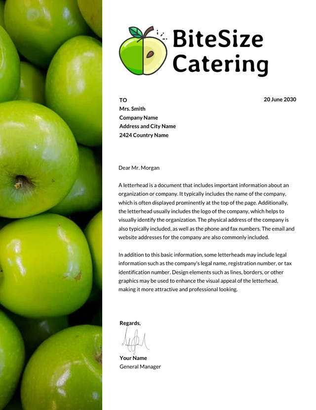 White And Green Clean Apple Letterhead Template
