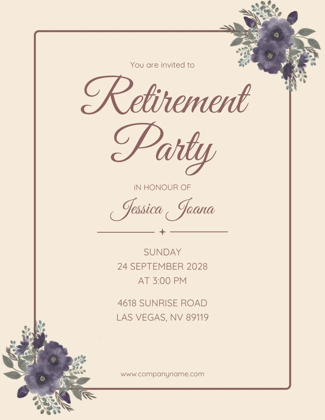 Minimalist Cream and Brown Retirement Party Invitation Template