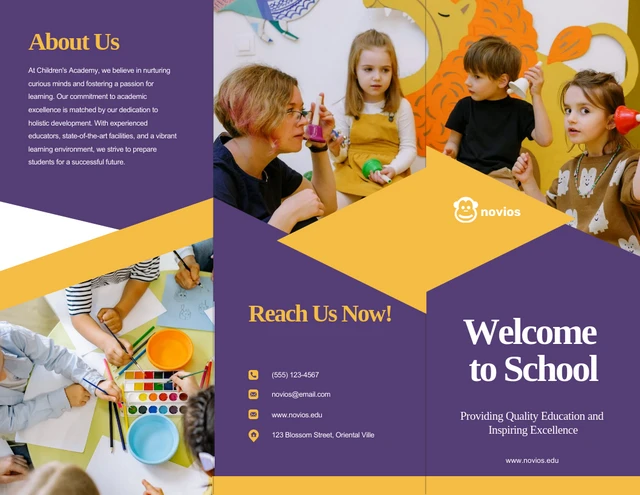 Orange And Purple School Tri-fold Brochure - Page 1