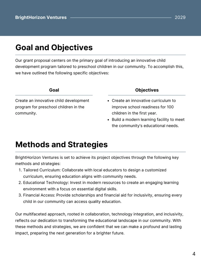 Minimalist Small Business Grant Proposal Template