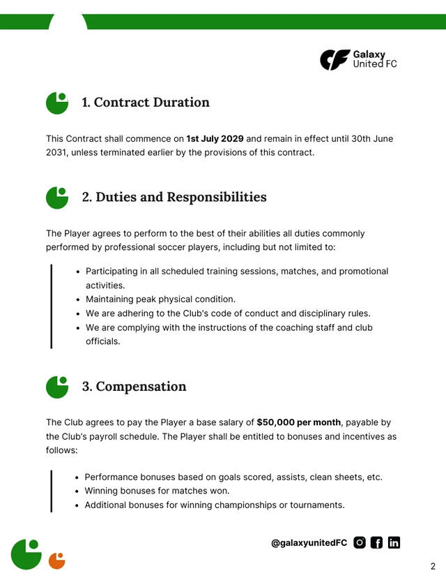 Soccer Player Contract Template - Page 2