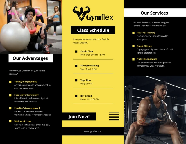 Black and Yellow Gym Tri Fold Brochure - Page 2