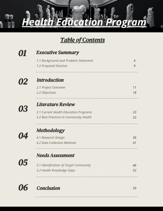 Simple Brown Pastel Report Table of Contents Template