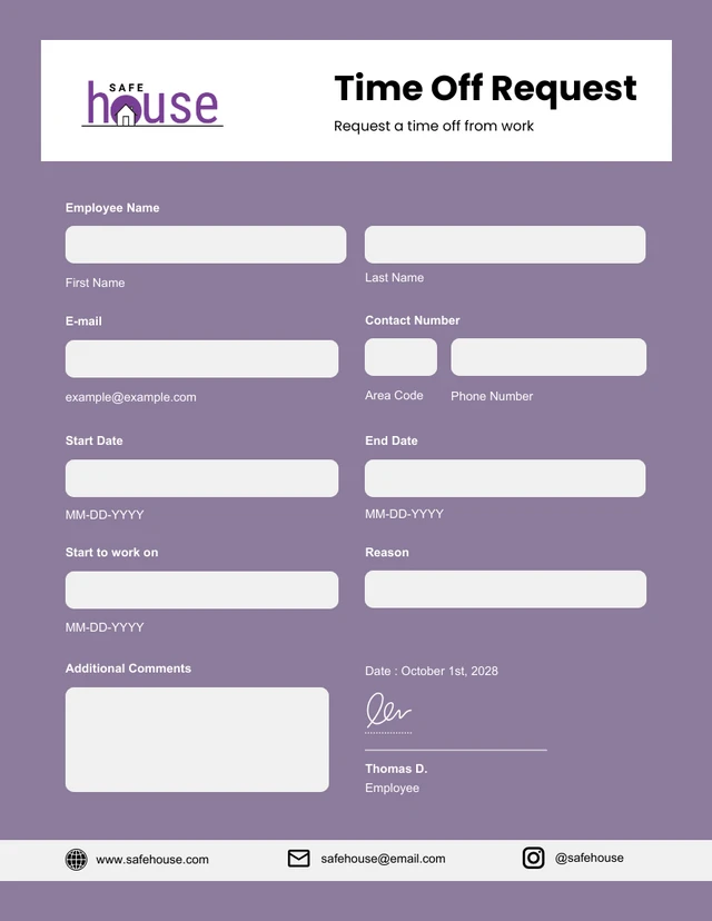 Simple Purple Request Forms Template