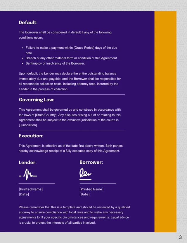 Deep Blue-Purple Modern Pattern Minimalist Loan Contracts - Page 3