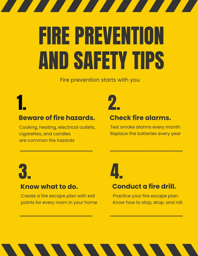 Yellow and Black Fire Prevention Template
