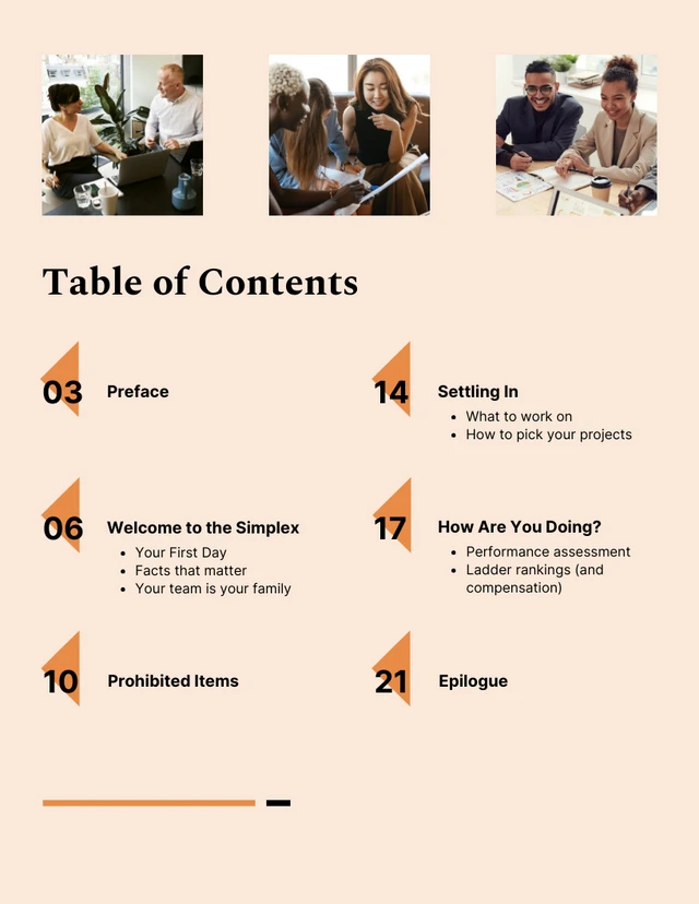 HR Handbook Table of Contents Template