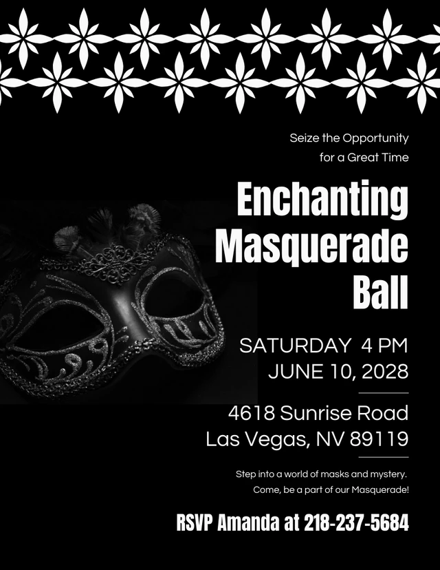 Black Luxury Masquerade Invitation Template