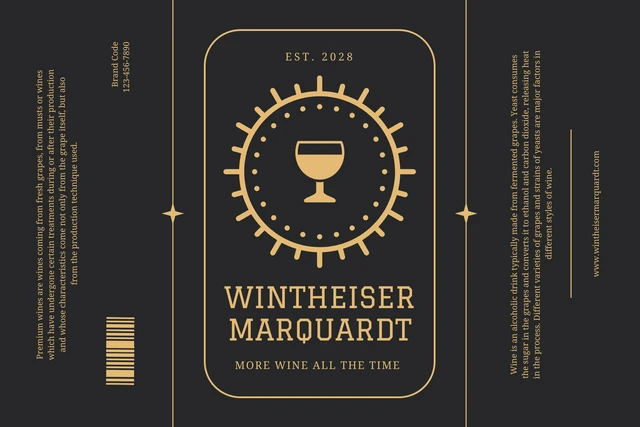 Dark Grey Modern Elegant Wine Label Template