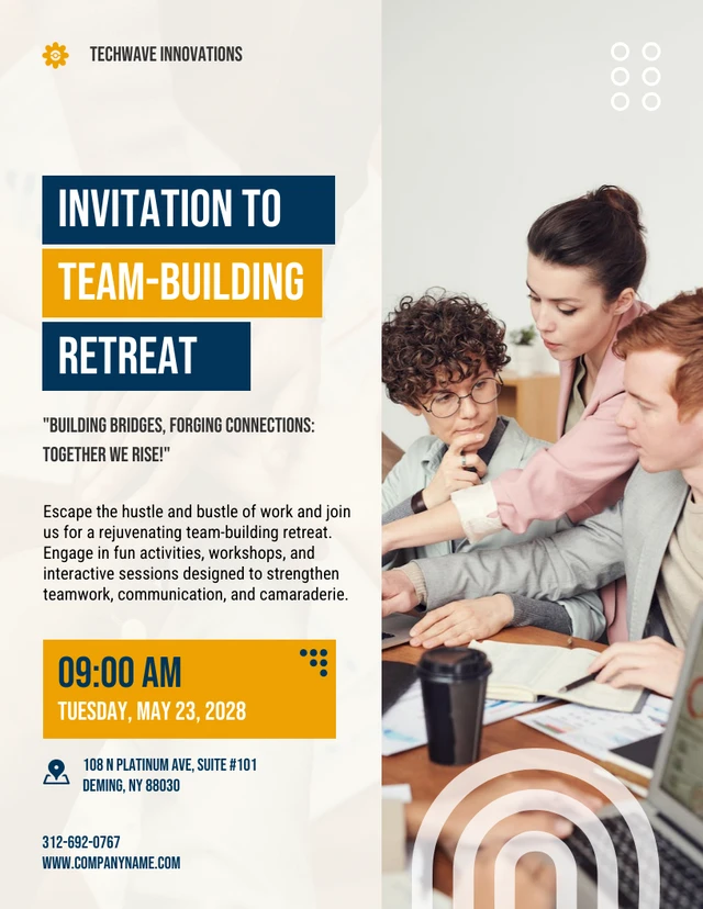 White Modern Elegant Minimalist Team Building Company Event Invitation Template