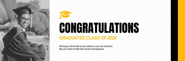 White Yellow And Black Minimalist Futuristic Class Graduation Banner Template