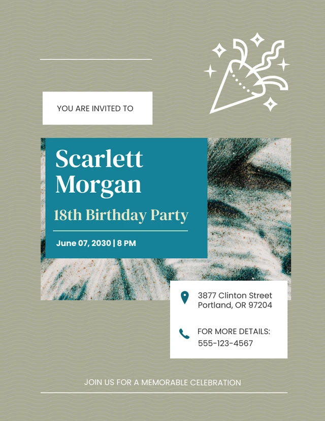 Dark Green 18th Birthday Invitations Template