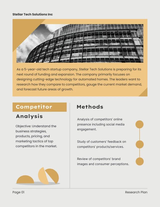 Yellow And White Minimalist Shape Research Plan - Page 1