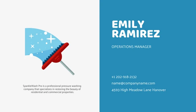 White And Blue Simple Pressure Washing Business Card - Page 2