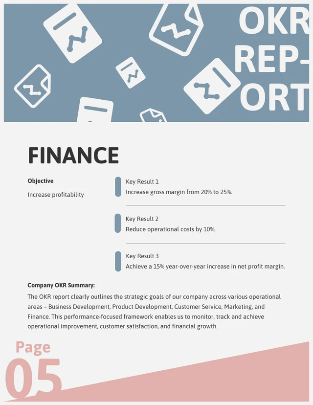 Soft Blue And Soft Red Simple Abstrak OKR Report - Page 5