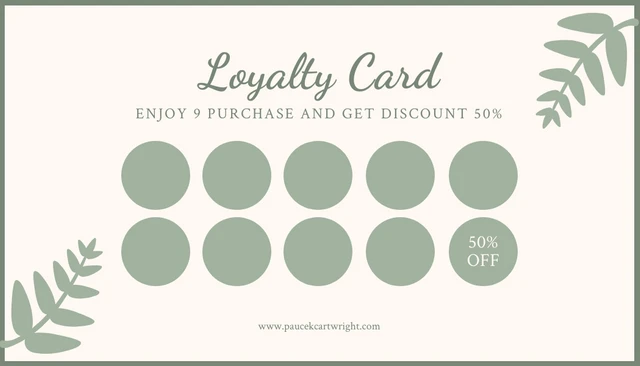 Light Grey And Green Modern Fashion Illustration Loyalty Card - Page 1