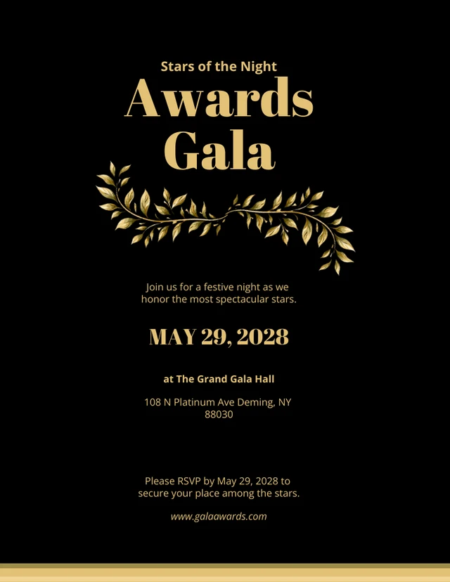 Black And Gold Simple Awards Invitation Template