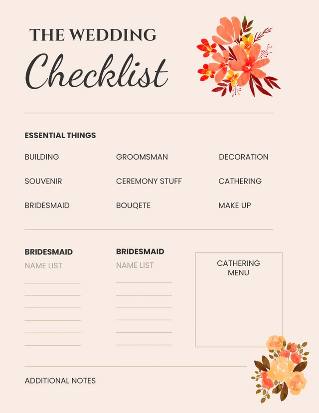 Beige Minimalist The Wedding Checklist