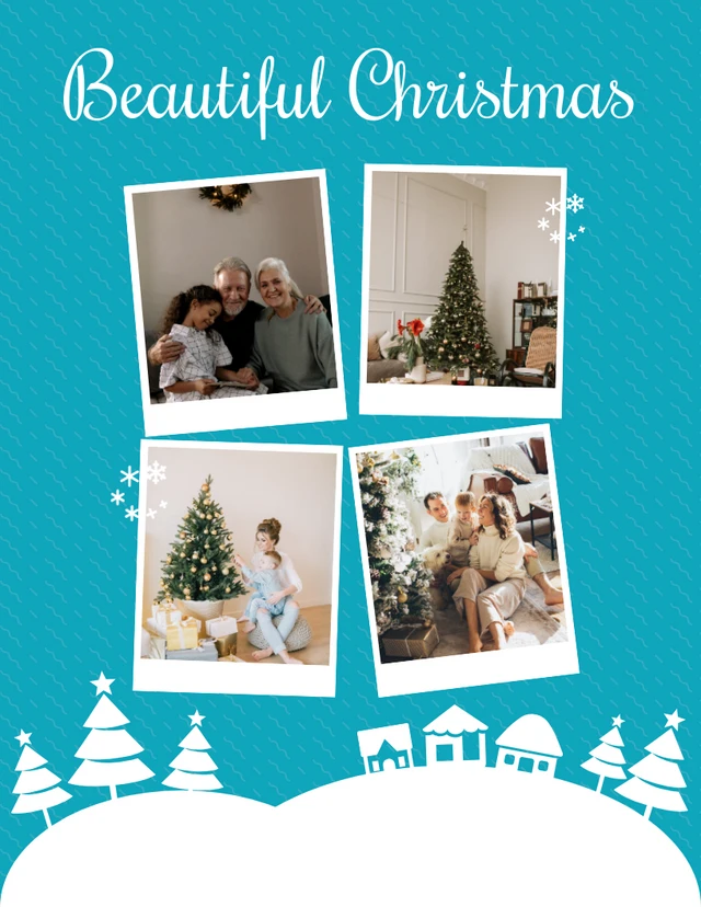 Cyan Minimalist Christmas Collage Template