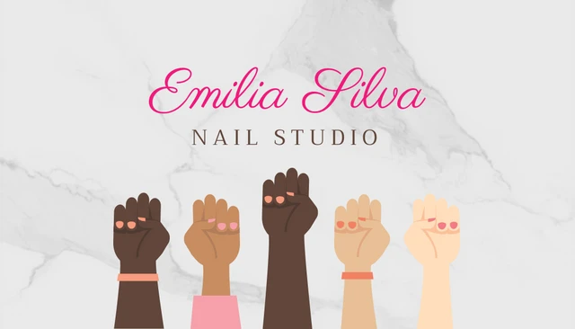 Light Grey Modern Texture Cute Illustration Nails Studio Business Card - Page 1