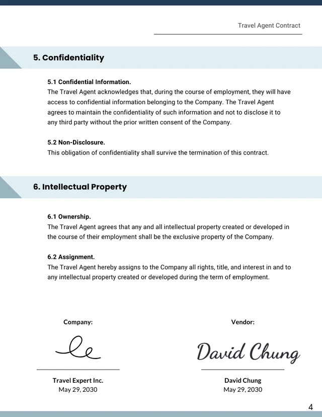 Travel Agent Contract Template - Page 4